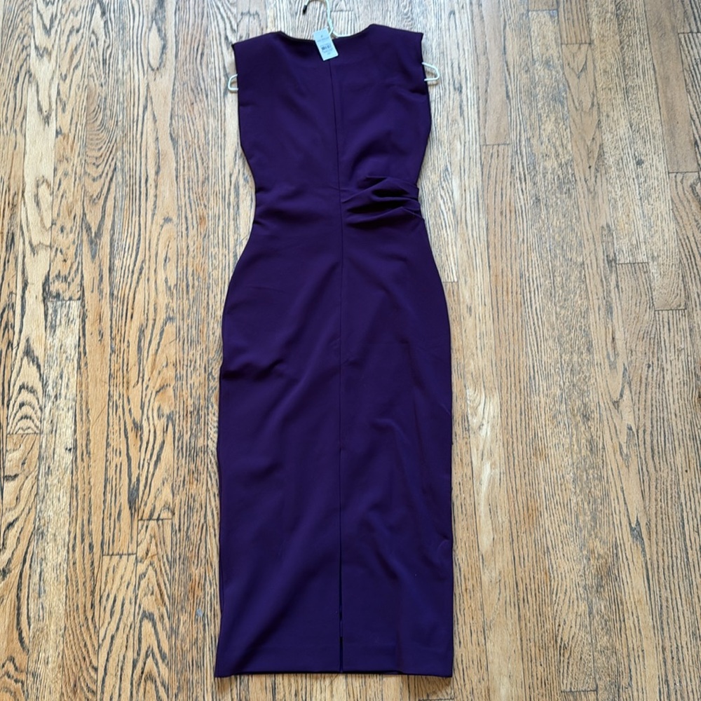Purple Ruched Sheath Midi Dress - Picture 4 of 4